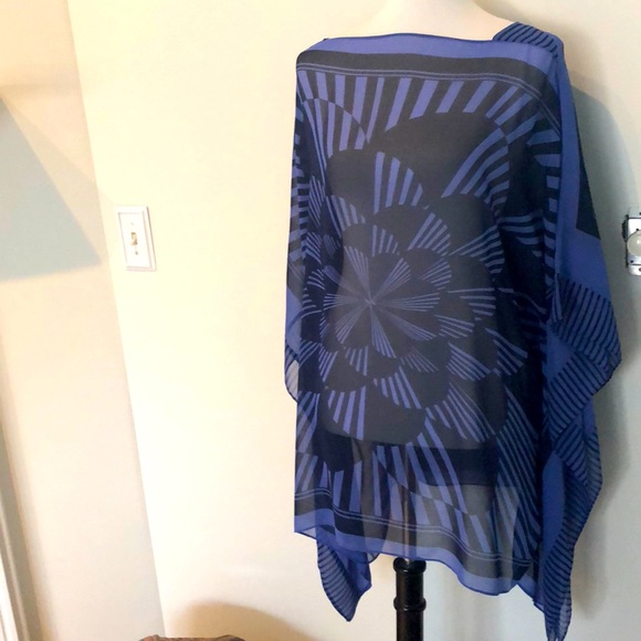 BCBG Blue Design Long Sheer Tunic Top - Picture 1 of 6